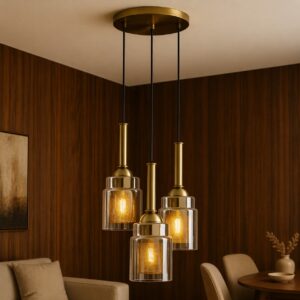 The Luxe Gold Triple Pendant Model D379 3