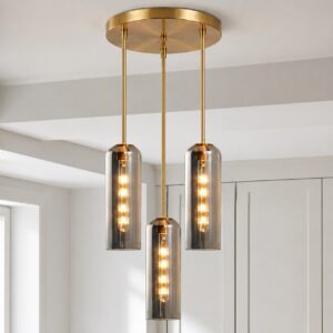 3 Lights Smoke Glass Cluster Pendant