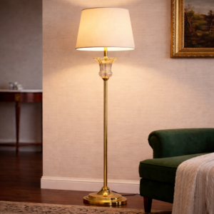 Aurelia Gold and Fluted Crystal Floor Lamp (Model: 9308)