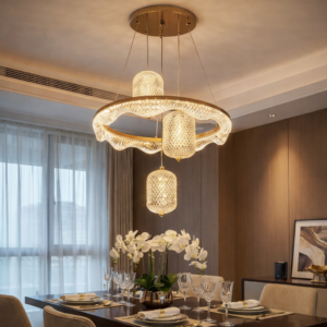 Golden Crystal Undulation Pendant (Model - 7901)