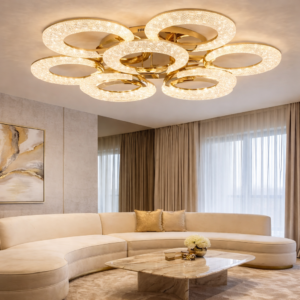 Grand Golden Radiance Multi-Ring Ceiling Light (Model - 8688/6+3 GD)