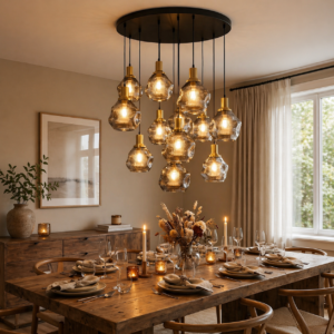 The Modern Smoke Glass & Brass Mesh Cluster Pendant (Model - 1081/12)