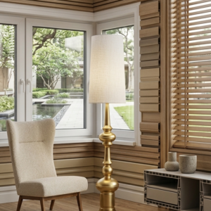 Fluid Hourglass - Gold-Finished Tall Floor Lamp (Model - 9880)